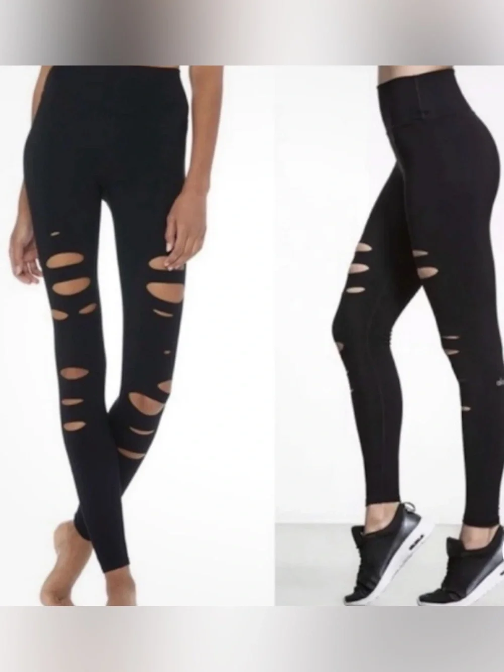 ALO Yoga Black High-Waist Distressed Leggings